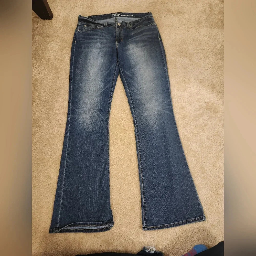 Signature Levi Strauss Women Dark Wash Jeans Modern Boot Cut 33" Waist Blue #C60
